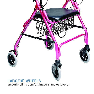 Graham Field Lumex Walkabout Lite Rollator with Seat and 6 Inch Wheels, Pink