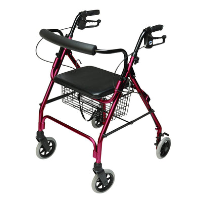 Graham Field Walkabout Lite Rollator w/Seat and 6" Wheels, Burgundy (Open Box) - VMInnovations