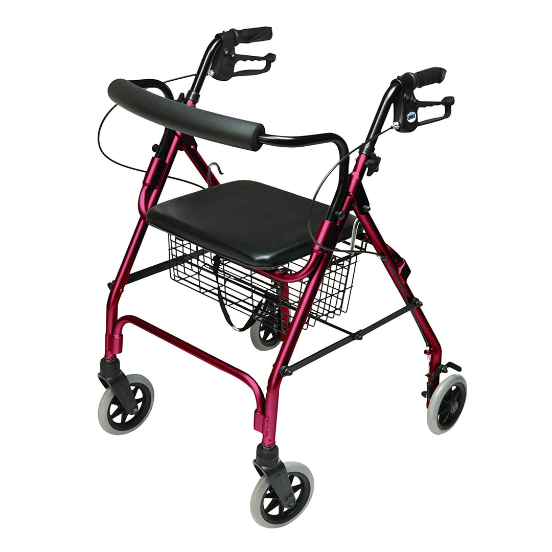 Graham Field Walkabout Lite Rollator w/Seat and 6" Wheels, Burgundy (Open Box) - VMInnovations