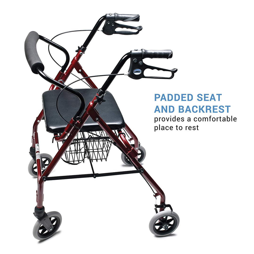 Graham Field Walkabout Lite Rollator w/Seat and 6" Wheels, Burgundy (Open Box) - VMInnovations