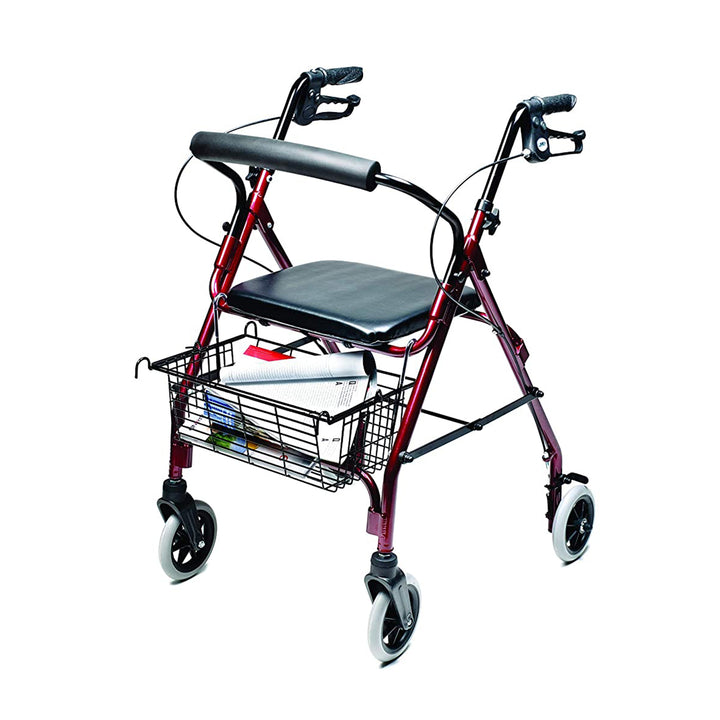 Graham Field Walkabout Lite Rollator w/Seat and 6" Wheels, Burgundy (Open Box) - VMInnovations