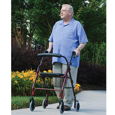 Graham Field Walkabout Lite Rollator w/Seat and 6" Wheels, Burgundy (Open Box) - VMInnovations
