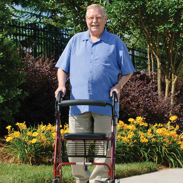 Graham Field Walkabout Lite Rollator w/Seat and 6" Wheels, Burgundy (Open Box) - VMInnovations