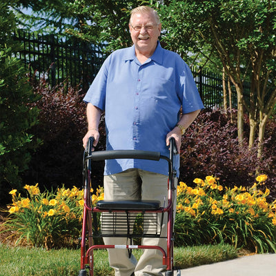 Graham Field Walkabout Lite Rollator w/Seat and 6" Wheels, Burgundy (Open Box) - VMInnovations