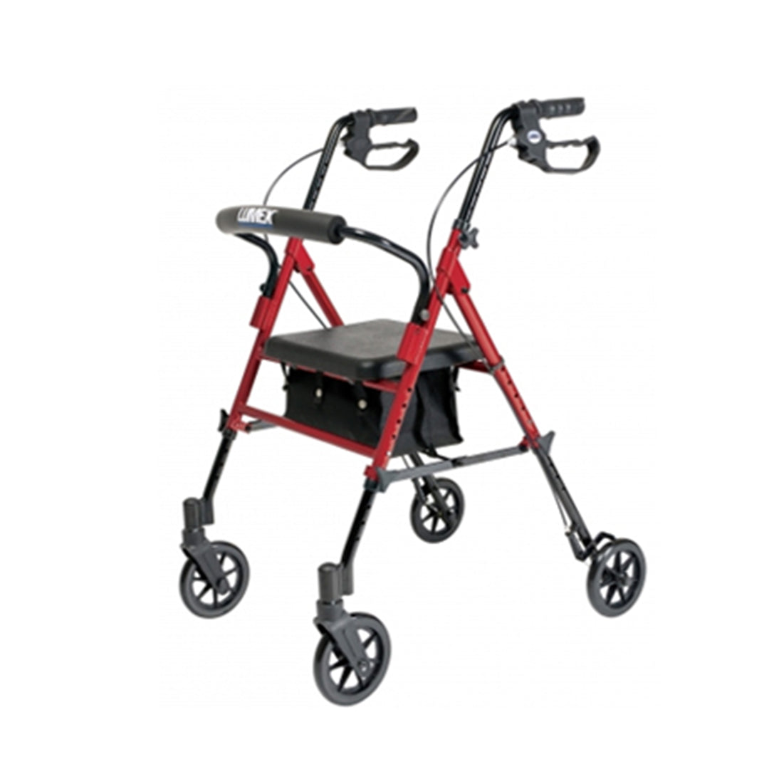 Lumex Set N' Go 2-In-1 Adjustable Rollator Walker w/ Pouch, Burgundy (Open Box)
