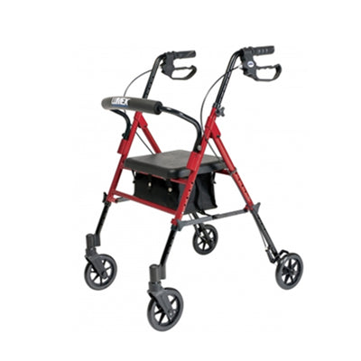Lumex Set N' Go Wide 2-In-1 Height Adjustable Rollator Walker w/ Pouch, Burgundy (Used)