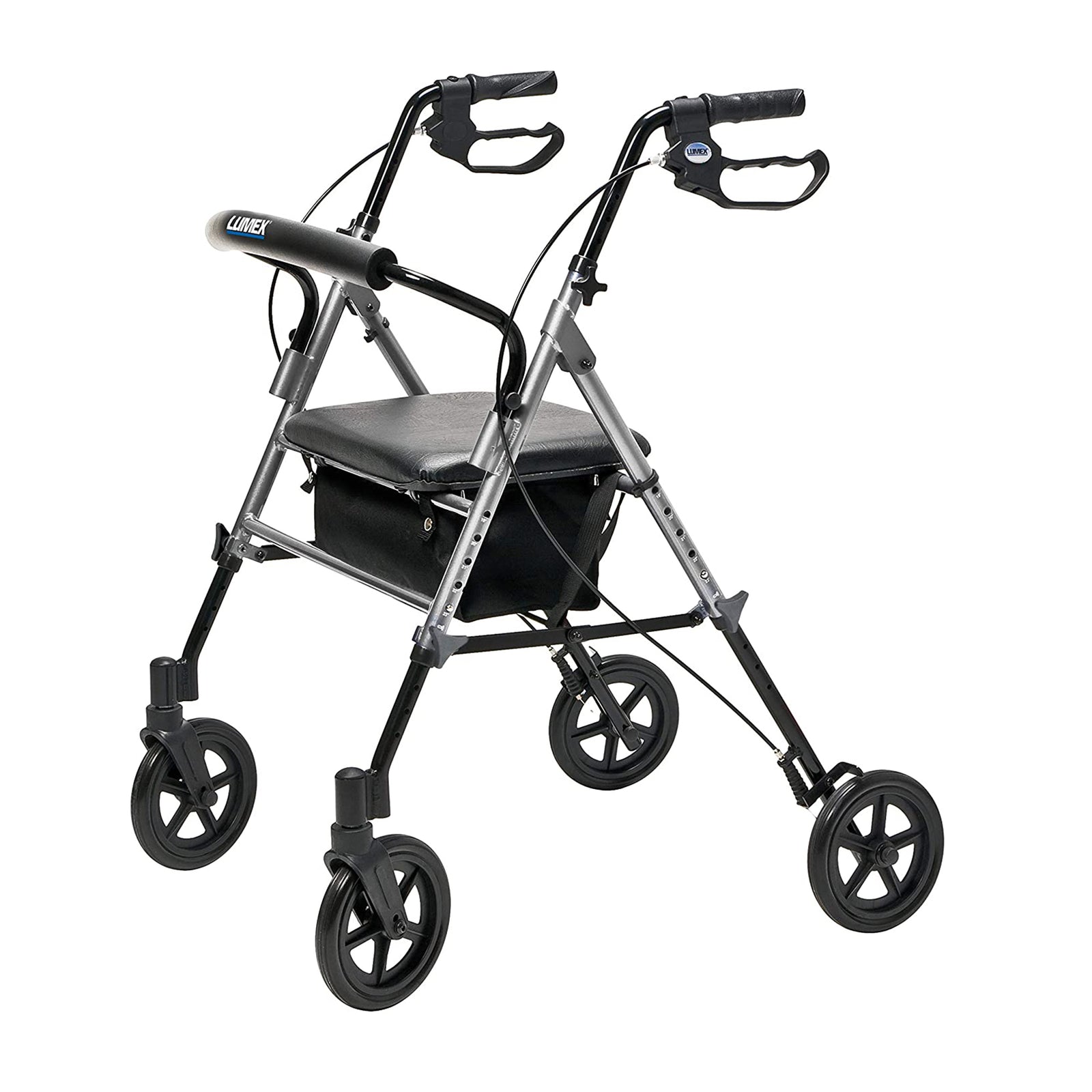 Lumex Set N' Go Wide 2-In-1 Height Adjustable Rollator Walker with Pouch, Silver - VMInnovations