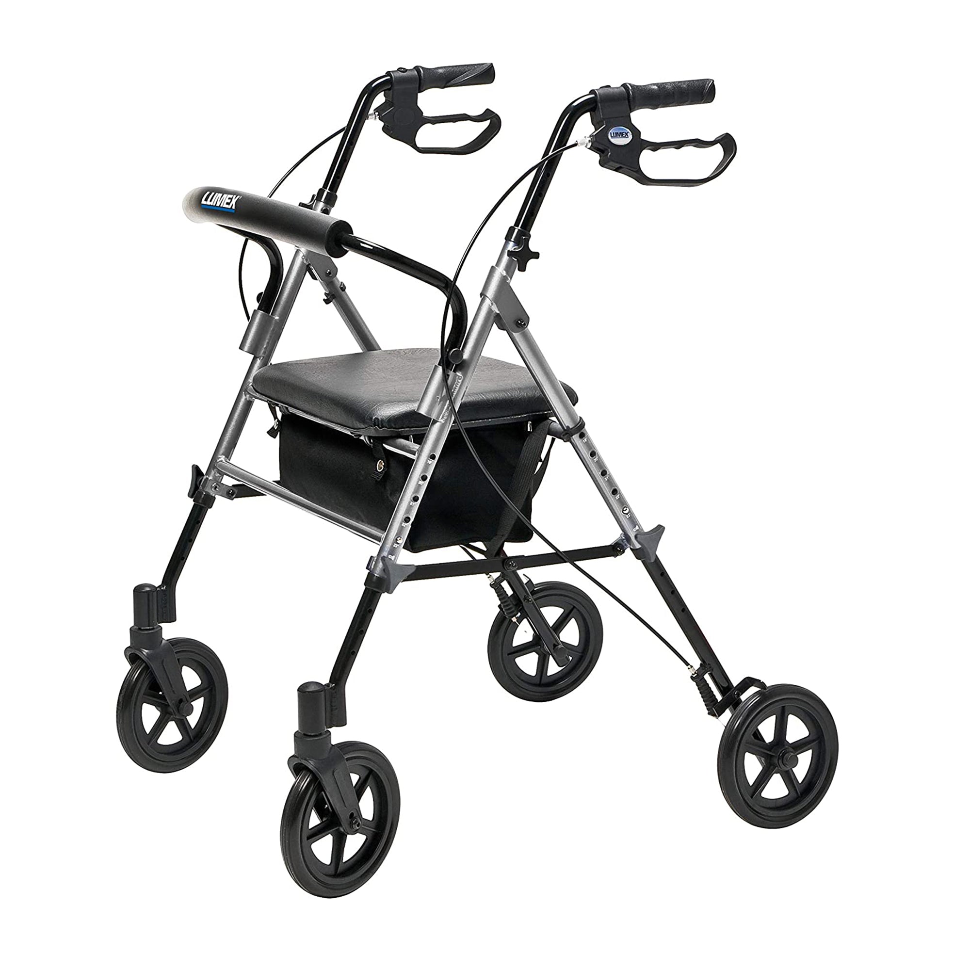 Lumex Set N' Go Wide 2-In-1 Height Adjustable Rollator Walker, Silver (Used)