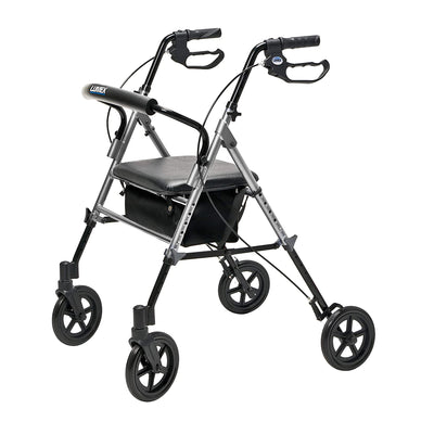 Lumex Set N' Go Wide 2-In-1 Height Adjustable Rollator Walker, Silver (Used)