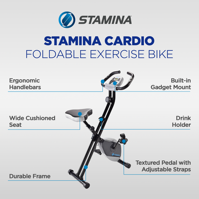 Stamina Products 15-0812 Folding LCD Exercise Bike With Guided Online Workouts - VMInnovations