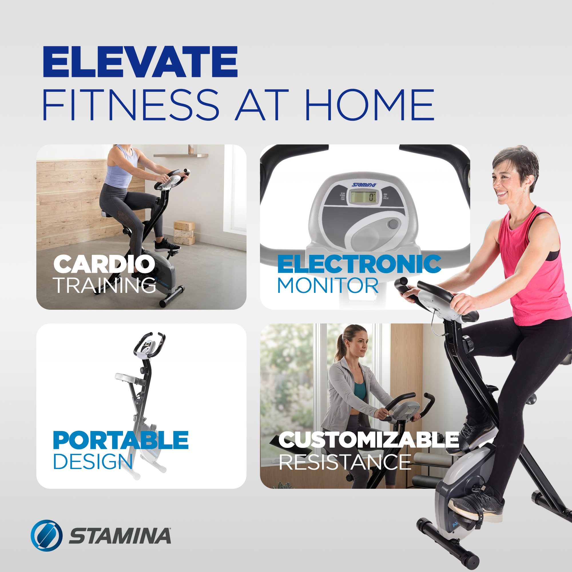 Stamina Products 15-0812 Folding LCD Exercise Bike With Guided Online Workouts - VMInnovations