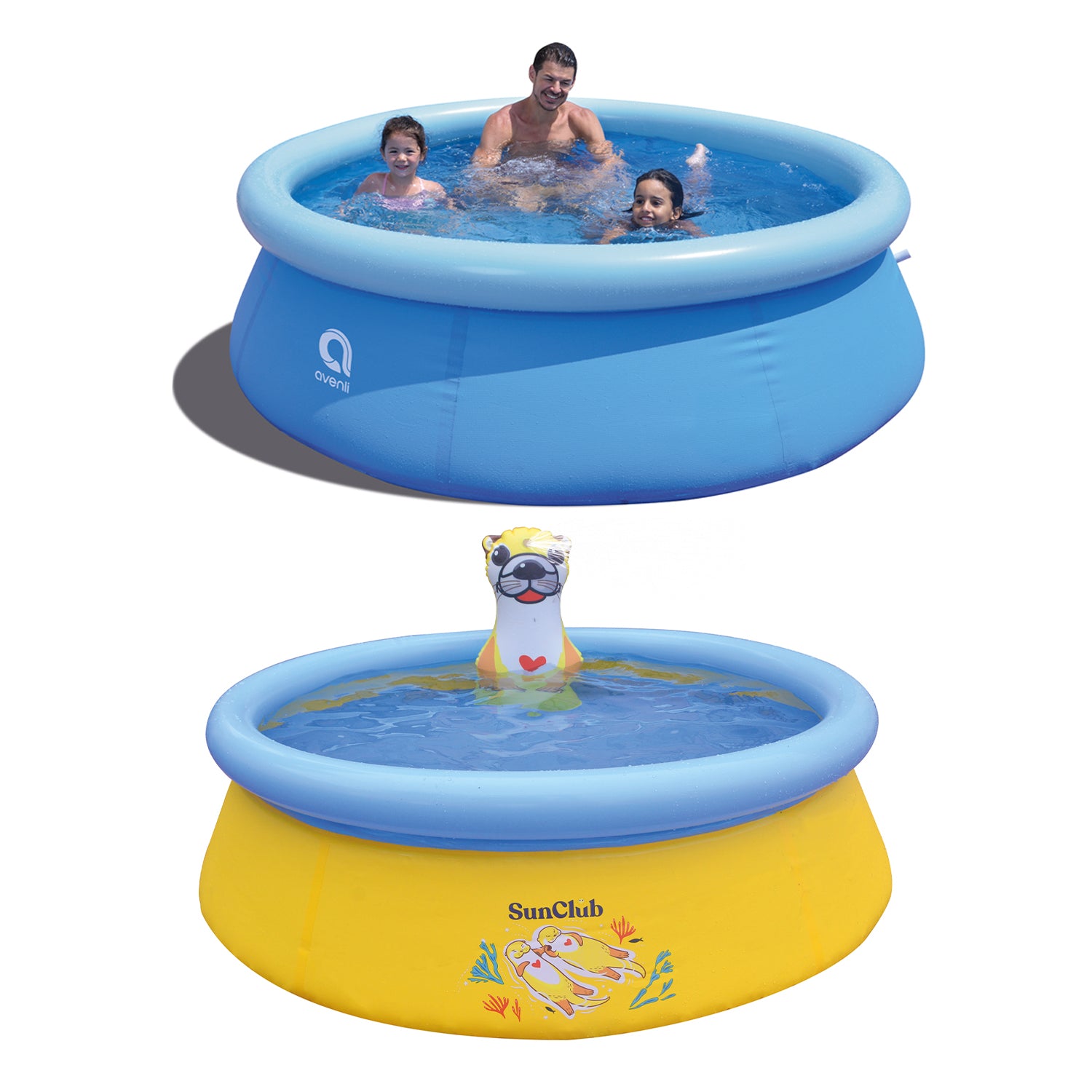 JLeisure Prompt Set & Otter Inflatable Outdoor Backyard Swimming Pool (2 Pack) - VMInnovations