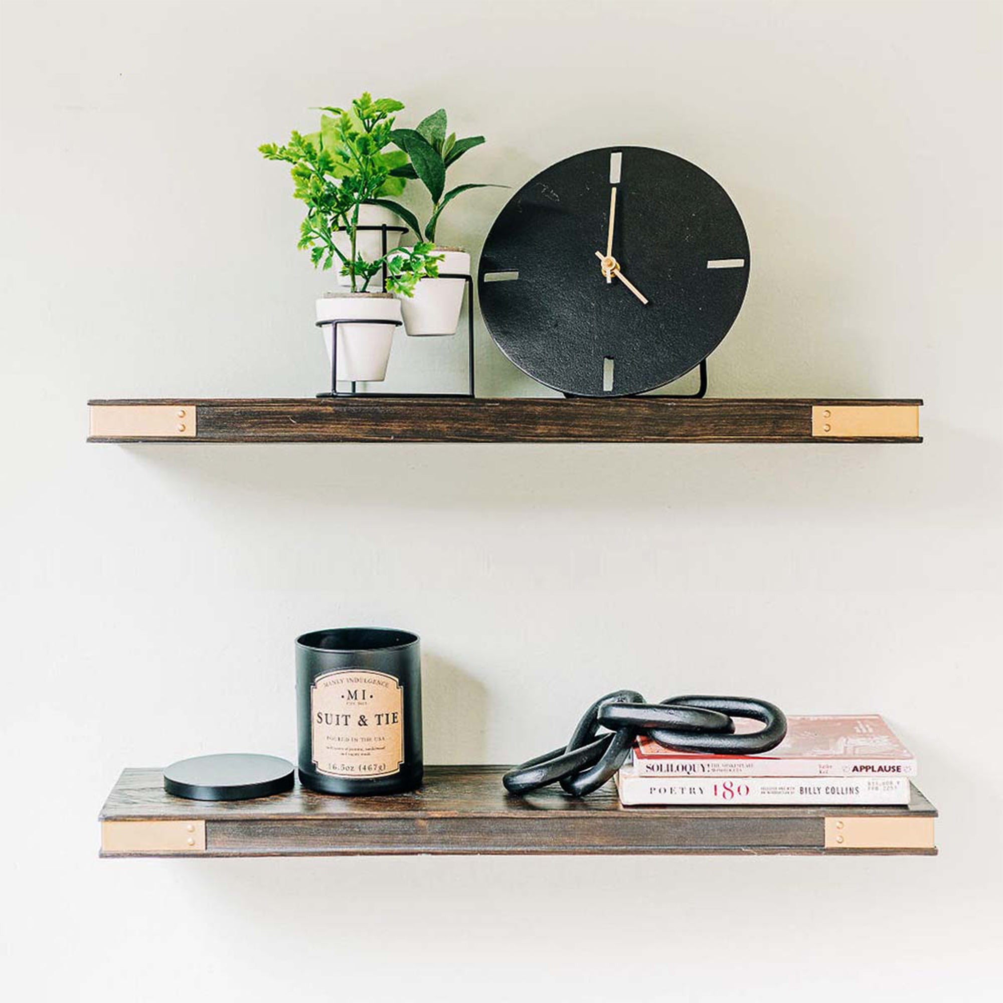 Willow & Grace Nathalie 24" Wood Wall Shelves, Dark Walnut, Set of 2 (Open Box) - VMInnovations