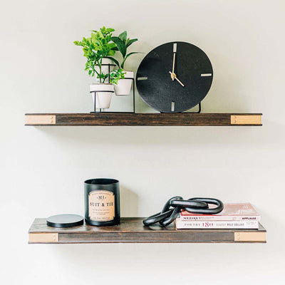 Willow & Grace Nathalie 24" Wood Wall Shelves, Dark Walnut, Set of 2 (Open Box) - VMInnovations