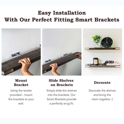 Willow & Grace Nathalie 24" Wood Wall Shelves, Dark Walnut, Set of 2 (Open Box) - VMInnovations
