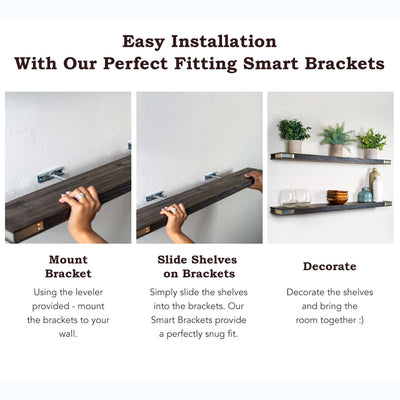 Willow & Grace Nathalie 36" Floating Wall Mount Shelves, Walnut, Set of 2 (Used) - VMInnovations