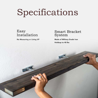 Willow & Grace Nathalie 36" Floating Wall Mount Shelves, Walnut, Set of 2 (Used) - VMInnovations