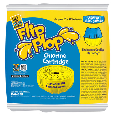 Hey! Cool Pool Flip Plop Float Swimming Pool Care w/ Chlorine Cartridge Refill