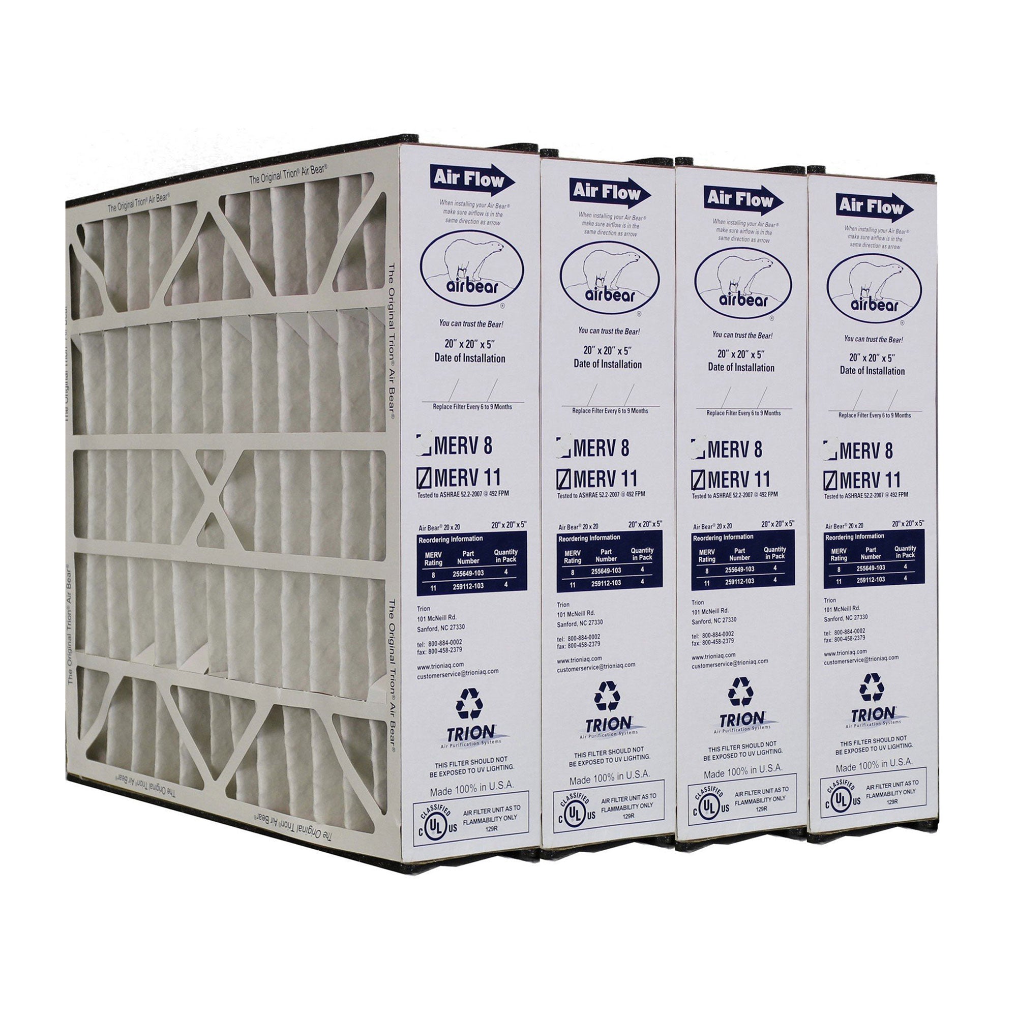 Trion Air Bear 20 x 20 x 4.78 In MERV 11 Air Purifier Filter (4 Pack) (Open Box) - VMInnovations