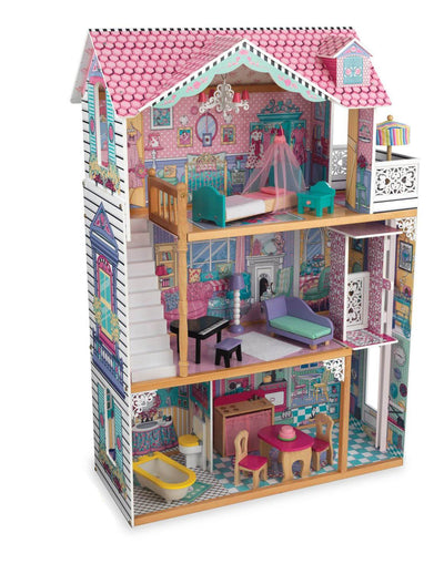 KidKraft Annabelle Wooden Play Dollhouse w/ 17 Furniture, Pink (For Parts)