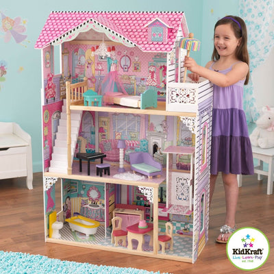 KidKraft Annabelle Large Wooden Play Dollhouse w/17 Accessories, Pink (Open Box)