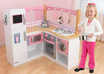 KidKraft Grand Gourmet Deluxe Corner Kitchen Kids Pretend Toy Play Set 53185