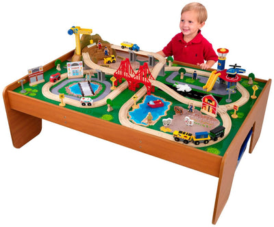 KidKraft Ride Around Town Wood Train Table & Toy Set - Open Box