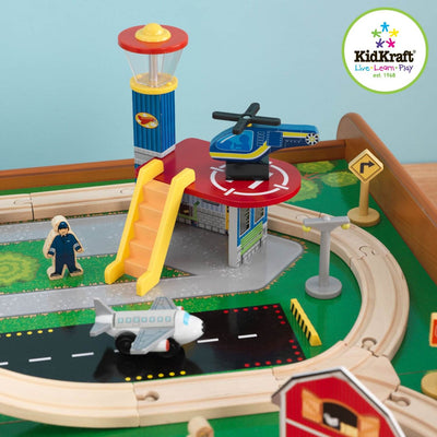KidKraft Ride Around Town Wood Train Table & Toy Set - Open Box