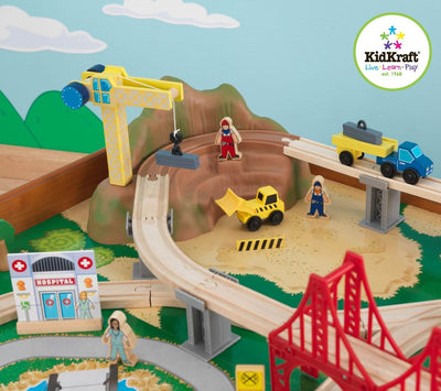 KidKraft Ride Around Town Wood Train Table & Toy Set - Open Box