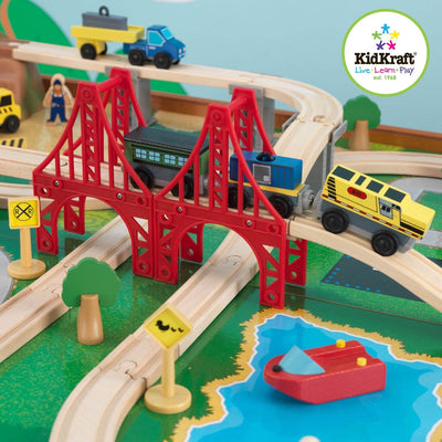 KidKraft Ride Around Town Wood Train Table & Toy Set - Open Box