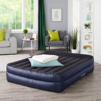 Intex 67701E Pillow Rest Air Bed Mattress w/Built In Air Pump & Pillow, Queen
