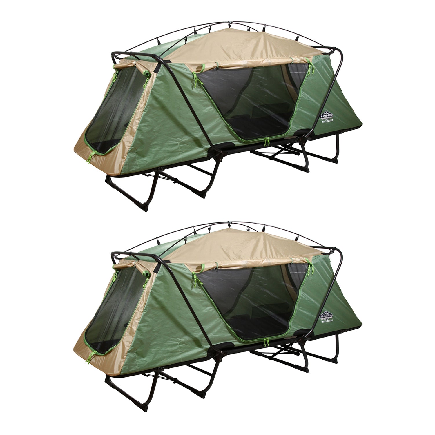 Kamp-Rite Oversize Portable Versatile Cot, Chair, & Tent, Green/Tan (2 Pack) - VMInnovations