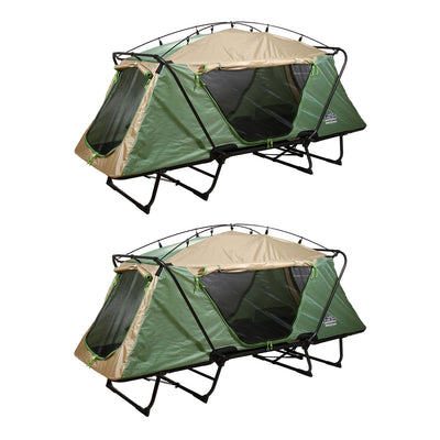 Kamp-Rite Oversize Portable Versatile Cot, Chair, & Tent, Green/Tan (2 Pack)