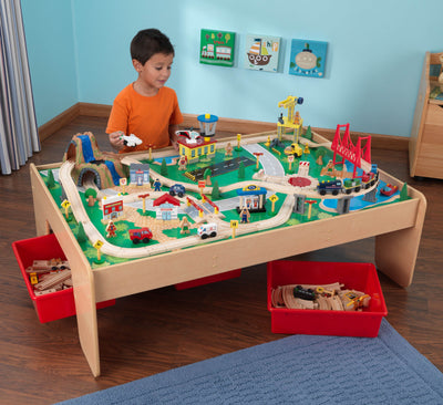 KidKraft Waterfall Mountain 120-Piece Train Table Set - Open Box