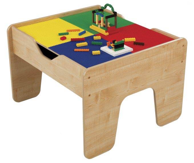 KidKraft 2-in-1 Wood Train & Toy Block Activity Table - Open Box