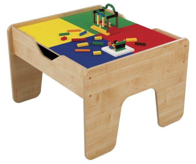 KidKraft 2-in-1 Activity Play Table with Plastic Building Block Board Multicolor