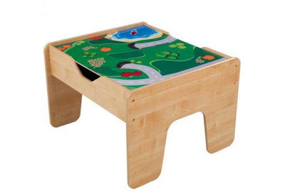 KidKraft 2-in-1 Wood Train & Toy Block Activity Table - Open Box