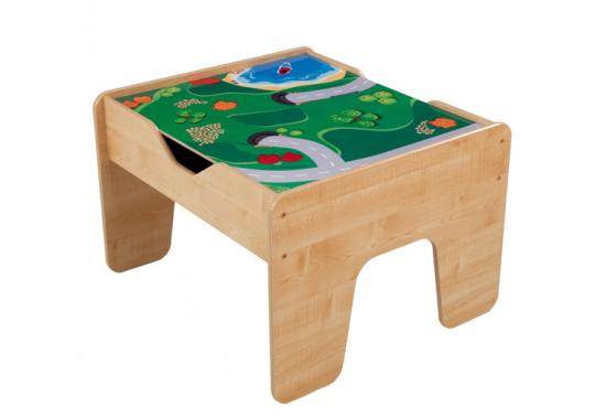 KidKraft 2-in-1 Wood Train & Toy Block Activity Table - Open Box