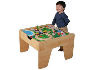 KidKraft 2-in-1 Wood Train & Toy Block Activity Table - Open Box