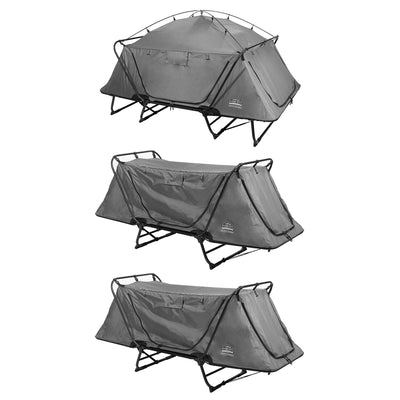 Kamp-Rite Portable Double Tent Cot, Chair, & Tent for 2 Campers, Gray (3 Pack)