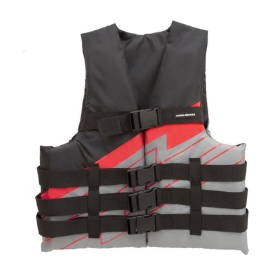 Kwik Tek Airhead Bolt Type III Family Adult Life Vest Jacket, 2XL/3XL, Red/Gray