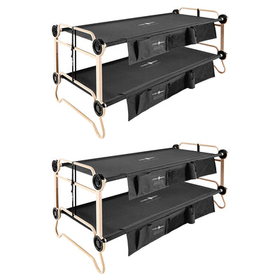 Disc-O-Bed XL Cam-O-Bunk Benchable Double Cot with Organizers, Black (2 pack) - VMInnovations