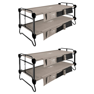 Disc-O-Bed XL Cam-O-Bunk Benchable Double Cot with Organizers, Tan (2 pack) - VMInnovations