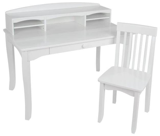 KidKraft Avalon White Desk with Hutch & Chair Set