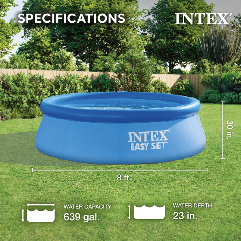 Intex 8ft x 30in Easy Set Inflatable Above Ground Family Swimming Pool (No Pump)