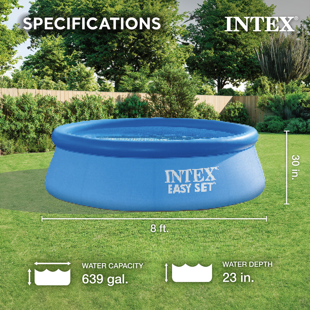 Intex 8 Ft x 30 Inch High Easy Set Inflatable Above Ground Swimming Pool (Used)