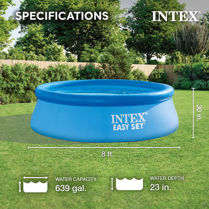 Intex 8ft x 30in Easy Set Inflatable Swimming Pool with 330 GPH Filter Pump - VMInnovations