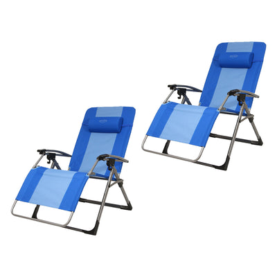 Kamp-Rite KAMPAC186 Oversized Anti Gravity Folding Beach Chair, Blue (2 Pack) - VMInnovations