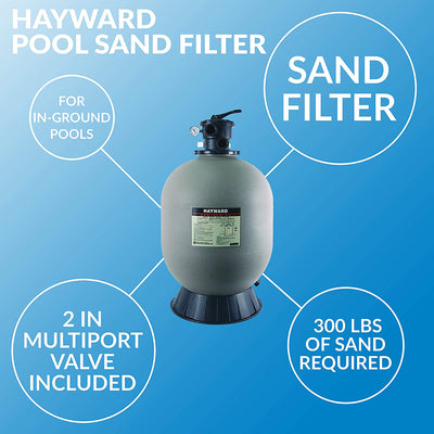 Hayward W3S244T2 ProSeries 24 Inch Pool Sand Filter with 2 Inch Valve Pack, Tan