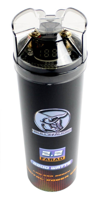 (2) BULLZ AUDIO 2200W 12V BCAP 2.2 Digital Car Power Farad Capacitors | BCAP2.2